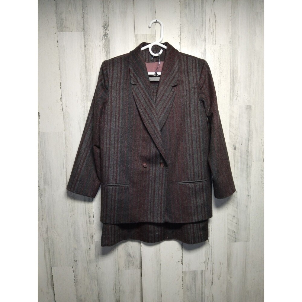 Vintage David N Women’s Size 12 Wool Mohair Suit Blazer Skirt Career
